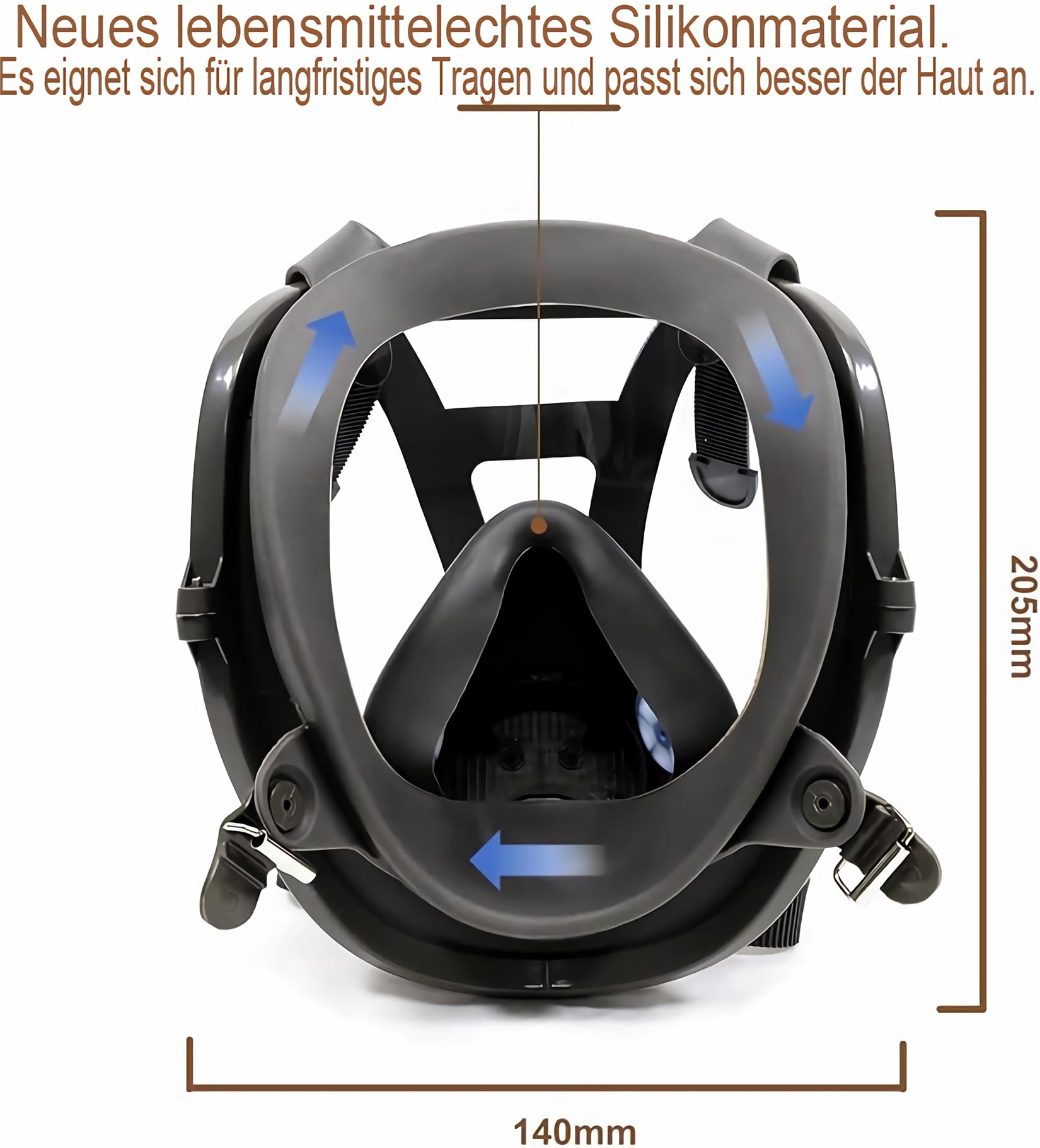 Maschera integrale 27 in 1, riutilizzabile, per vapori organici, gas acidi, umidità, pittura, lucidatura, protezione viso con 22 dischetti di cotone filtrabili, 2 cartucce