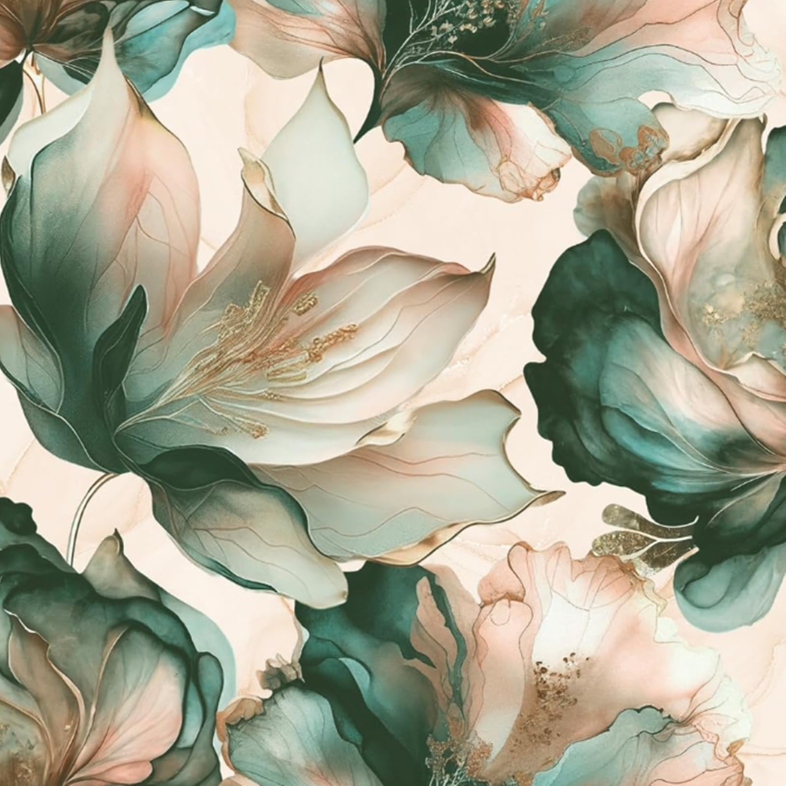 Sophie Laurence Teal Coral Gold Teal Coral Floral Wallpaper 3D Effect Gold Metallic Shimmer Feature Wall Lounge