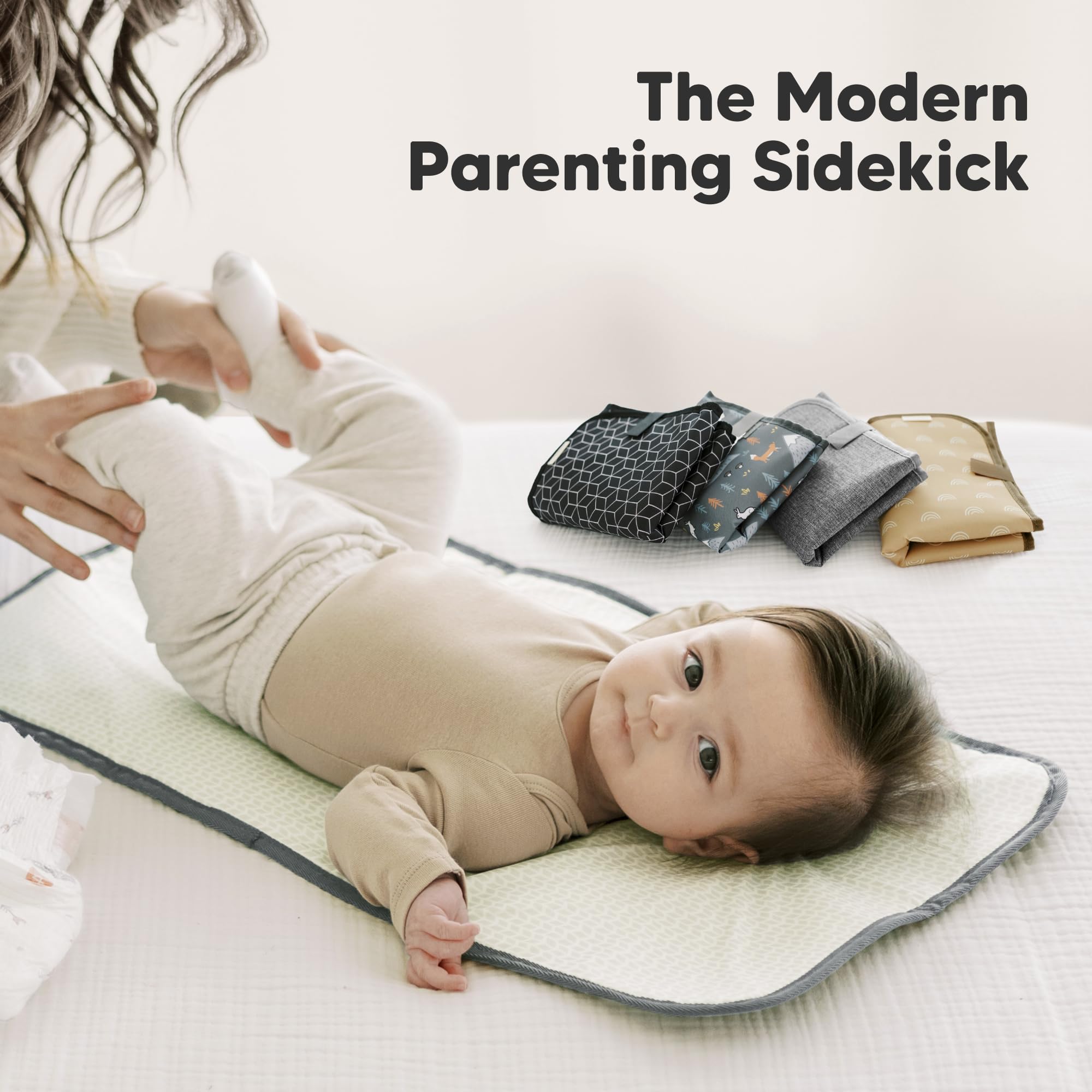 KeaBabies Portable Diaper Changing Pad, Easy Wipe Clean - Foldable Waterproof Baby Changing Mat for Diaper Bag, Compact, Lightweight, 25x13 Newborn, Infant, Baby Changer Travel Essential (Woods)