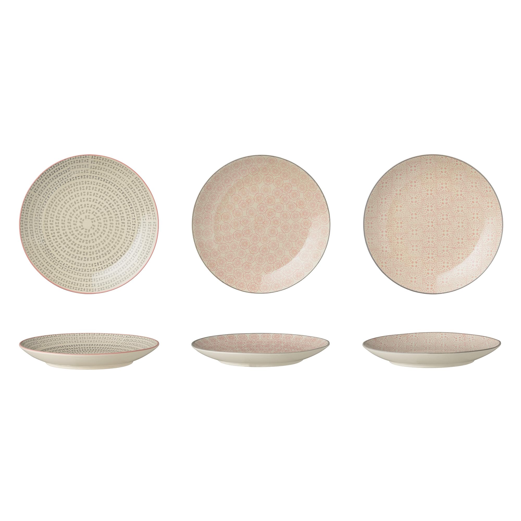 Bloomingville Teller Cécile, rosa grau, Keramik, 3er Set, 20 cm, Rosegrijs