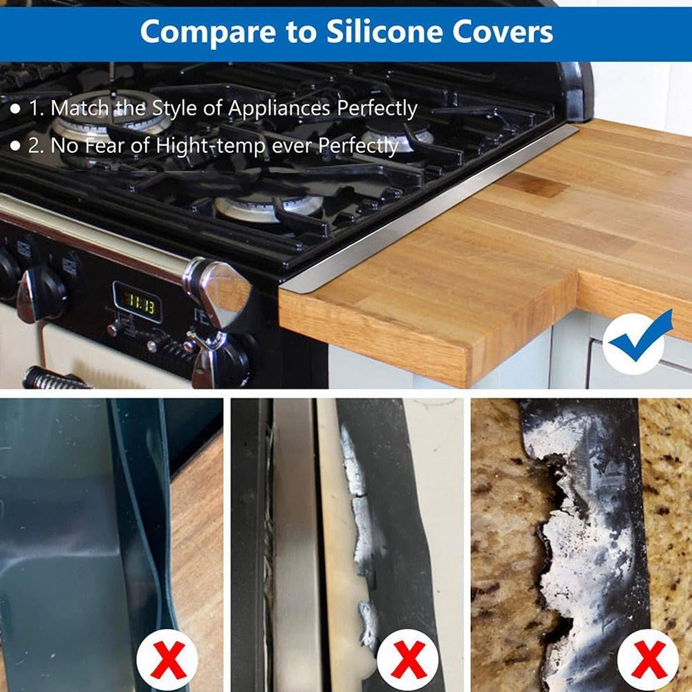 Praktische Herdspaltabdeckungen - 2 Stück, Verstellbar Von 35-70cm, Verhindert Lästige Krümel In Den Fugen