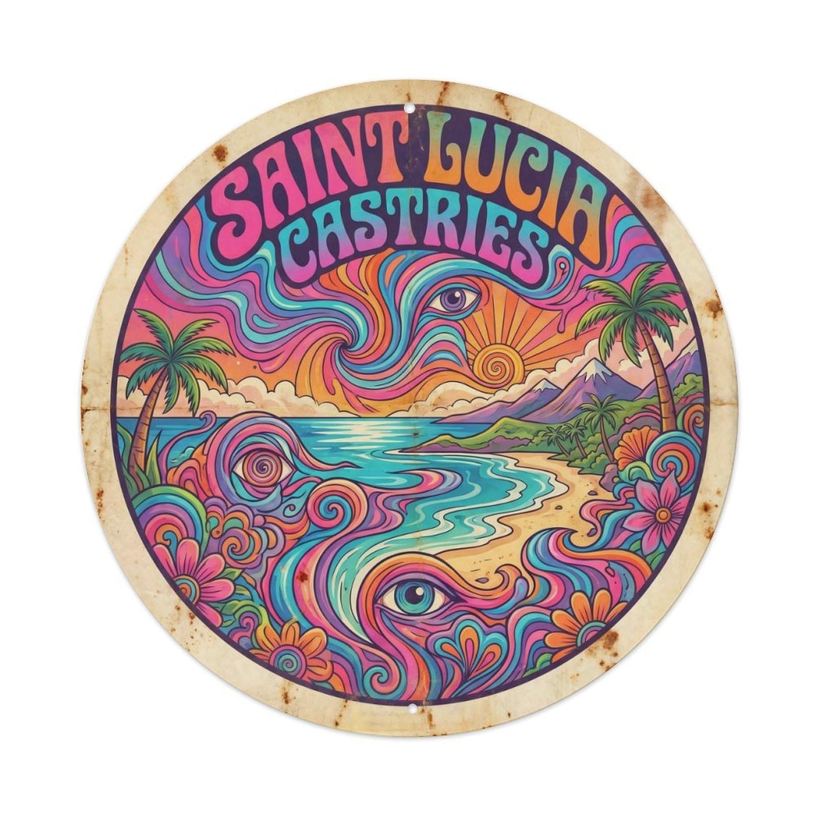 Saint Lucia Castries Caribbean Island Retro Color Metal Tin Sign