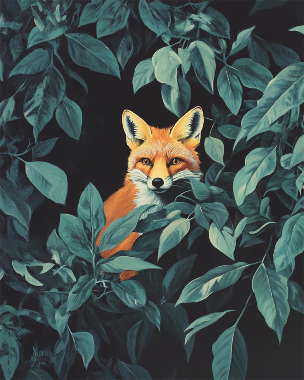 RKFLGEW DIY Bead Embroidery Kit Plants and Foxes 30x40cm