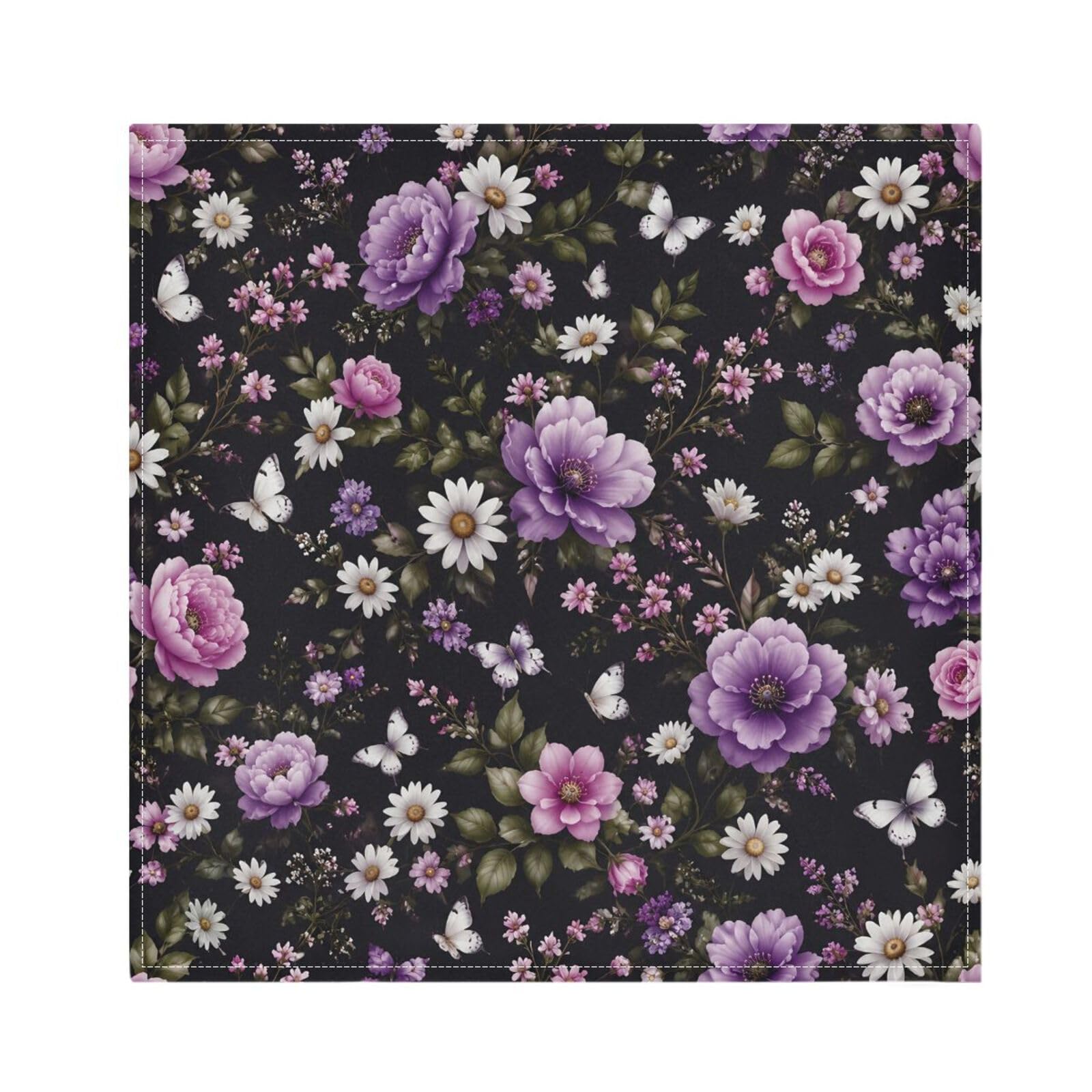 Ttgoth Watercolor Flowers Cloth Napkin Set of 6 Washable & Reusable Dinner Napkins for Dining Table, Banquets, Wedding, Party, 50x50 cm