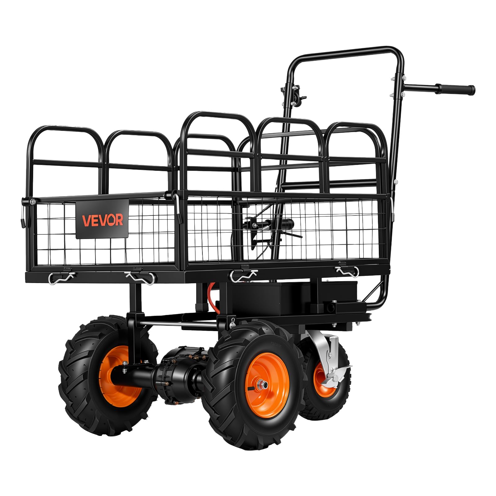 VEVOR Carrello Elettrico da Giardino, Carriola a Batteria da 36 V 432 Wh, 500 W con Freno, in Acciaio Portata 226 kg, con Pianale di Carico Modulare Multiuso, per Fattoria e Cortile Trasporto Oggetti