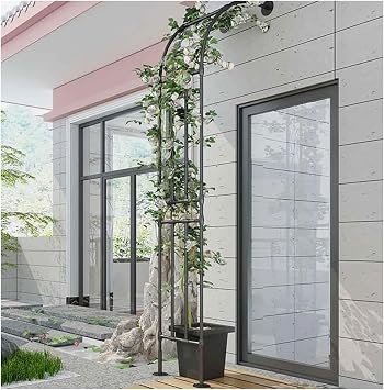 Flower Arch Steel Frame Garden Arch Metal Strong Weather Resistant Climbing Plants Indoor Outdoor Patio Roses Decor AccessoriesWhite,W220xH240xD40cm