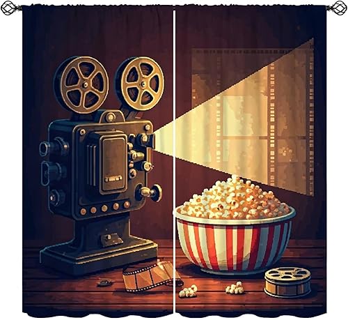 Miniatura 16 de Cortinas retro de cine de los años 80, póster, vestido rojo, película de cámara de cine de los años 90, tratamiento de ventana para cine en casa,
