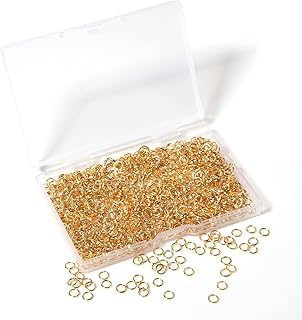1000 Pcs 5mm Open Jump Rings Gold Plated Jump Rings for Jewelry Making Single Ring Bulk for DIY Craft Earring Necklace Bracelet Pendant Choker Jewelry Making Findings and Key Ring Chain (Gold, 5mm)