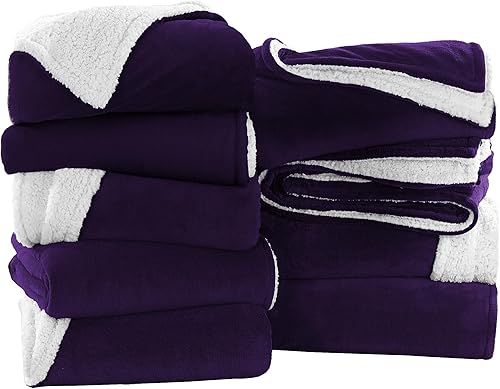Vista 193 de IR Imperial Rooms Mantas Sherpa tamaño Queen – Mantas gruesas y cálidas para invierno, reversible, suave y esponjosa, tamaño Queen para cama, Morado