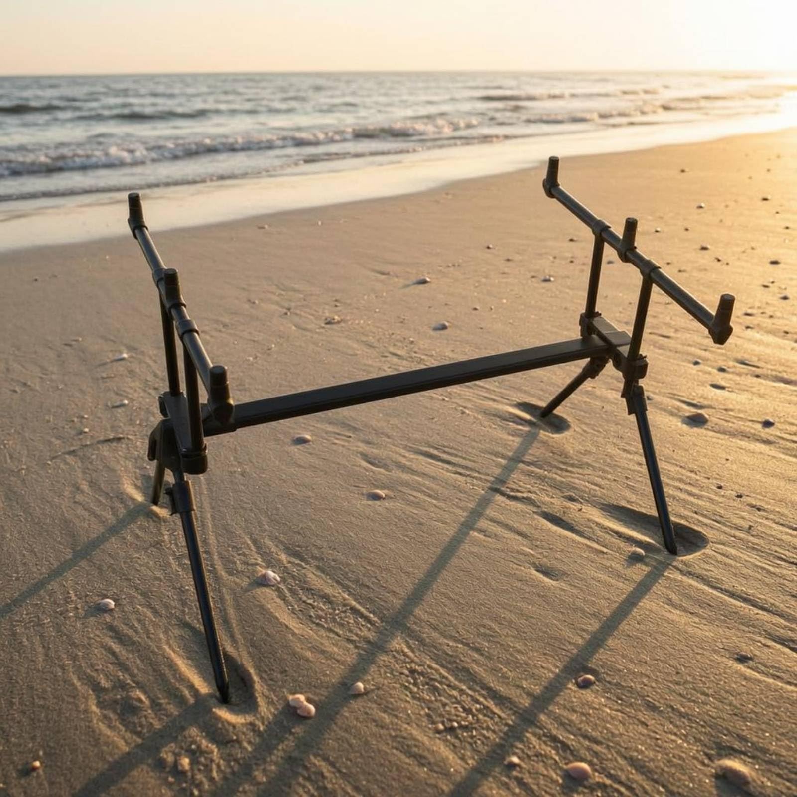 F Fityle Soporte para Cañas de Pescar Telescópico Portacañas Trípode Bastidor Aleación de Aluminio Duradera con Extensión Rápida para 6 Cañas Adecuado para Orilla Río Lago