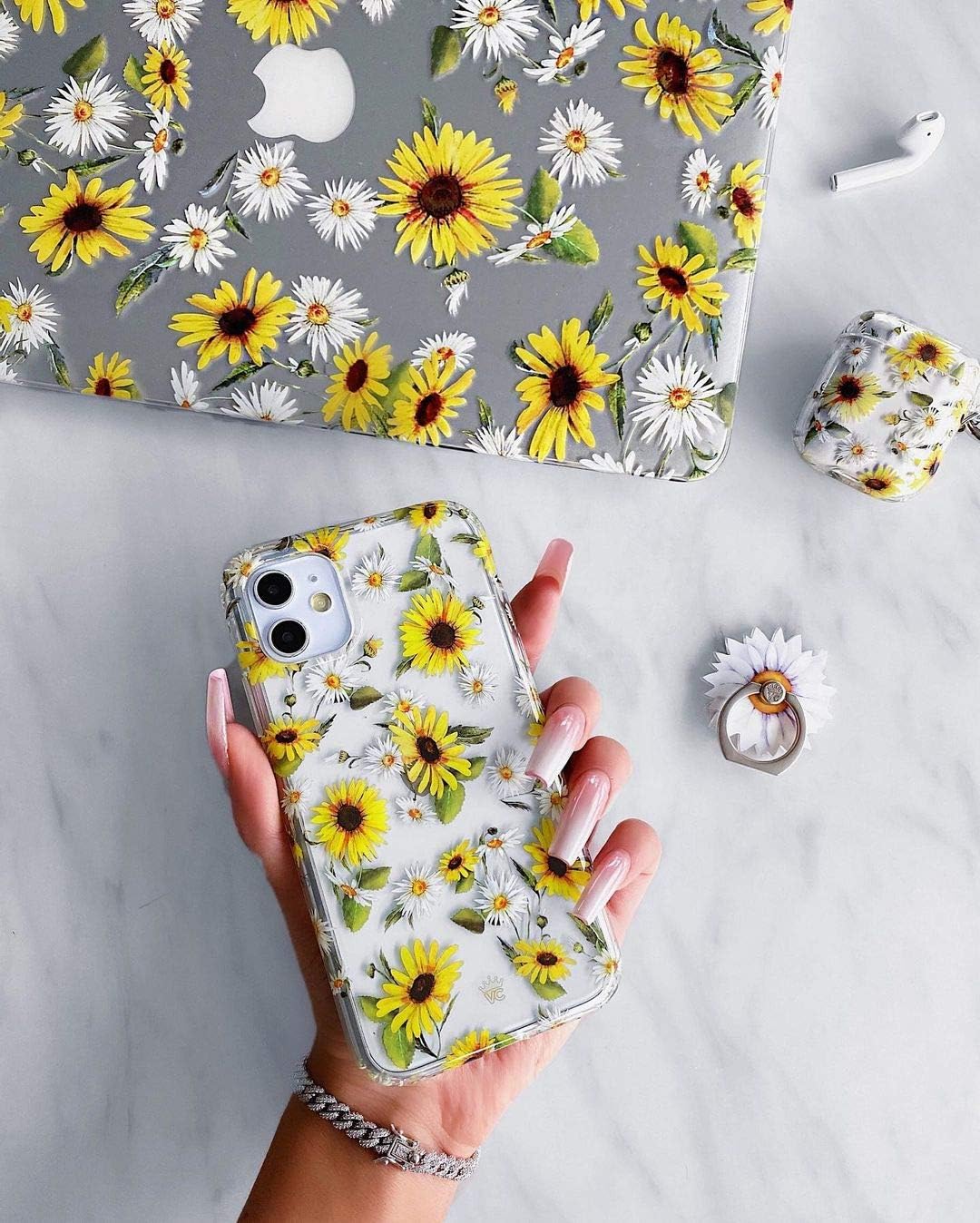 Velvet Caviar Compatible with iPhone 12/12 Pro Case for Women Cute - 10ft Drop Tested - Protective Phone Cover (Sunflower Daisy Floral)