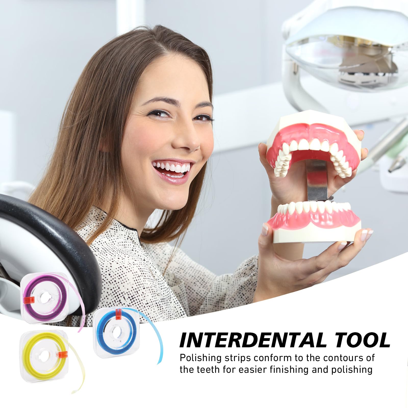 SNONESIY Papel de Lija Dental 4 mm x 6 m, Tiras de Pulido Dental para Espacios Intermedios, Eliminador de Sarro