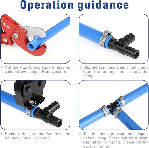 Miniatura 7 de iCrimp Herramienta de cincha PEX para abrazadera de acero inoxidable, sujeción vertical y paralela de 38 pulgadas a 1 pulgada -CRP650