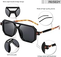 Vista 160 de Feisedy - B2622 - Lentes de sol estilo aviador, cuadrados, clásicos de los años 70, unisex, con montura clásica retro y elegante, UV400 Marco