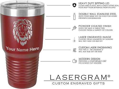 Miniatura 10 de LaserGram 30oz Vacuum Insulated Tumbler Mug, Kraken, Personalized Engraving Included (Camo Green)