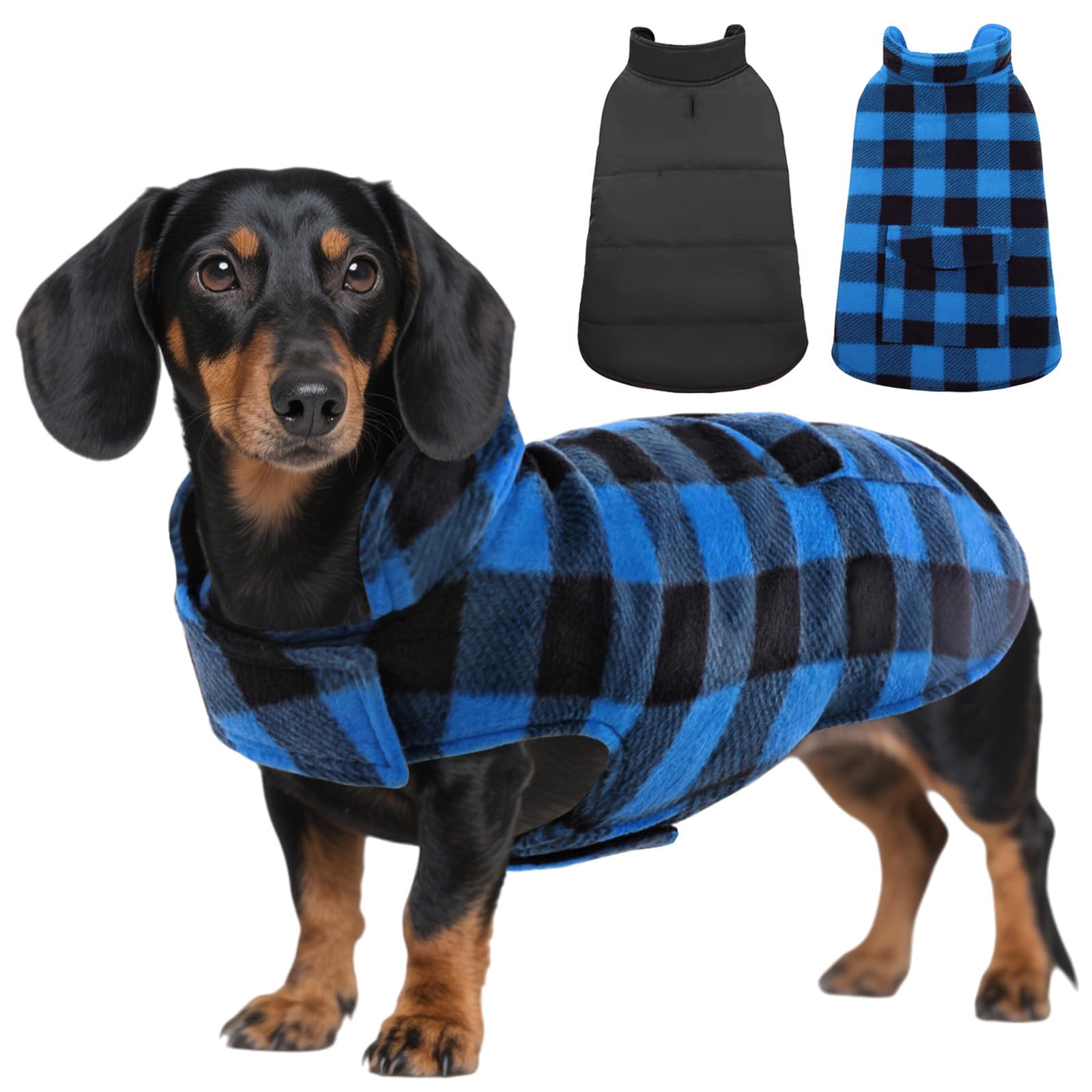 ASENKU Cappotto Cane Impermeabili Invernale, Cappottino Cane Reversibile Antivento Freddo, Calda Giacca per Cani Taglia Piccola XS, Gilet per Cani con Fodera in Lana Protegge Dal Freddo