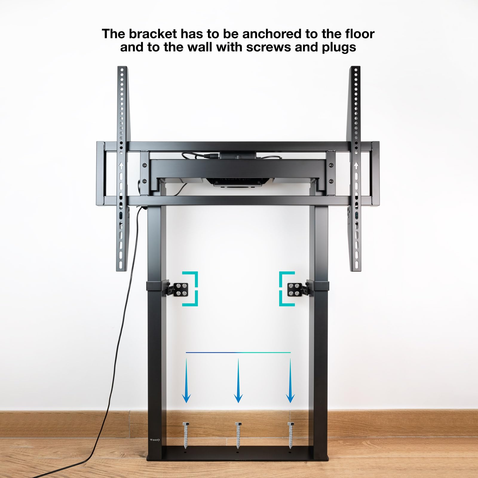 TOOQ FSM01-B - Titan Soporte de Suelo Fijo con Regulación Eléctrica de Altura para Pantallas 55"-100", Color Negro