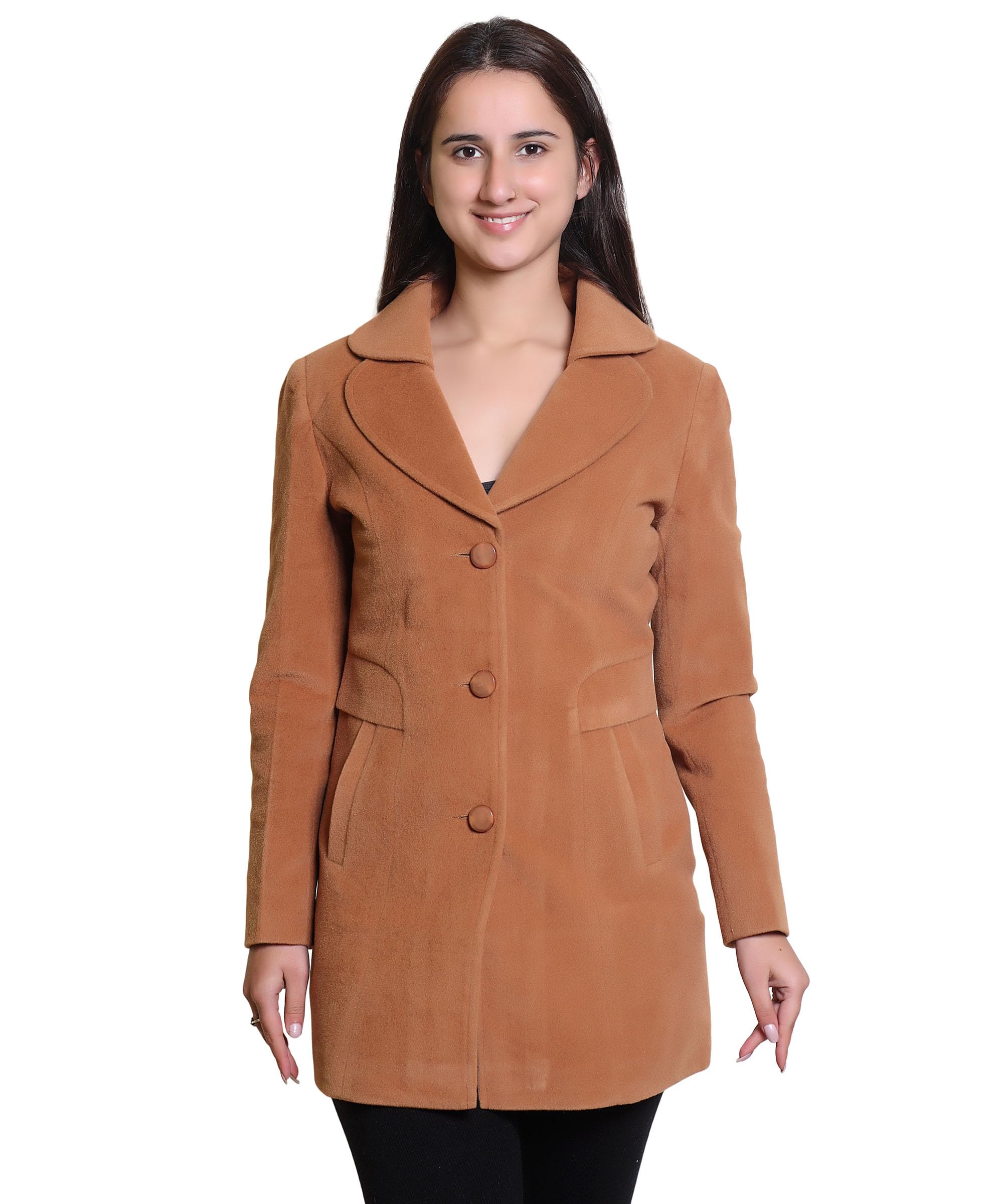 Women Long Coat – Stylish Winter Overcoat for Women with Button Closure, Warm Wool Blend Trench Coat for Casual & Formal Wear, Full Sleeve Winter Jacket-image-9
