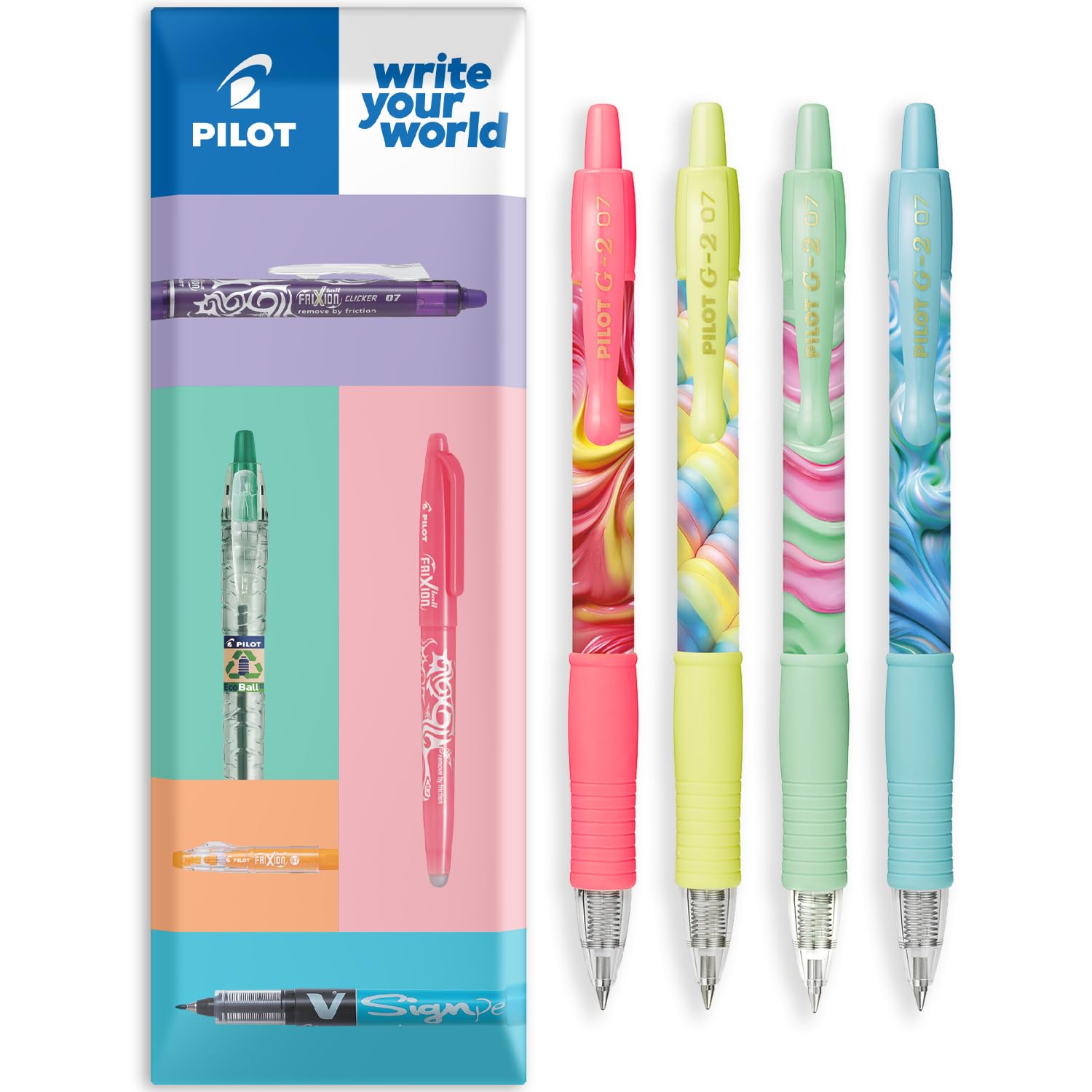 PILOT G2 Flow Edition Gel Rollerball Pen 0.7mm, Black & Blue Ink, 4 Pack