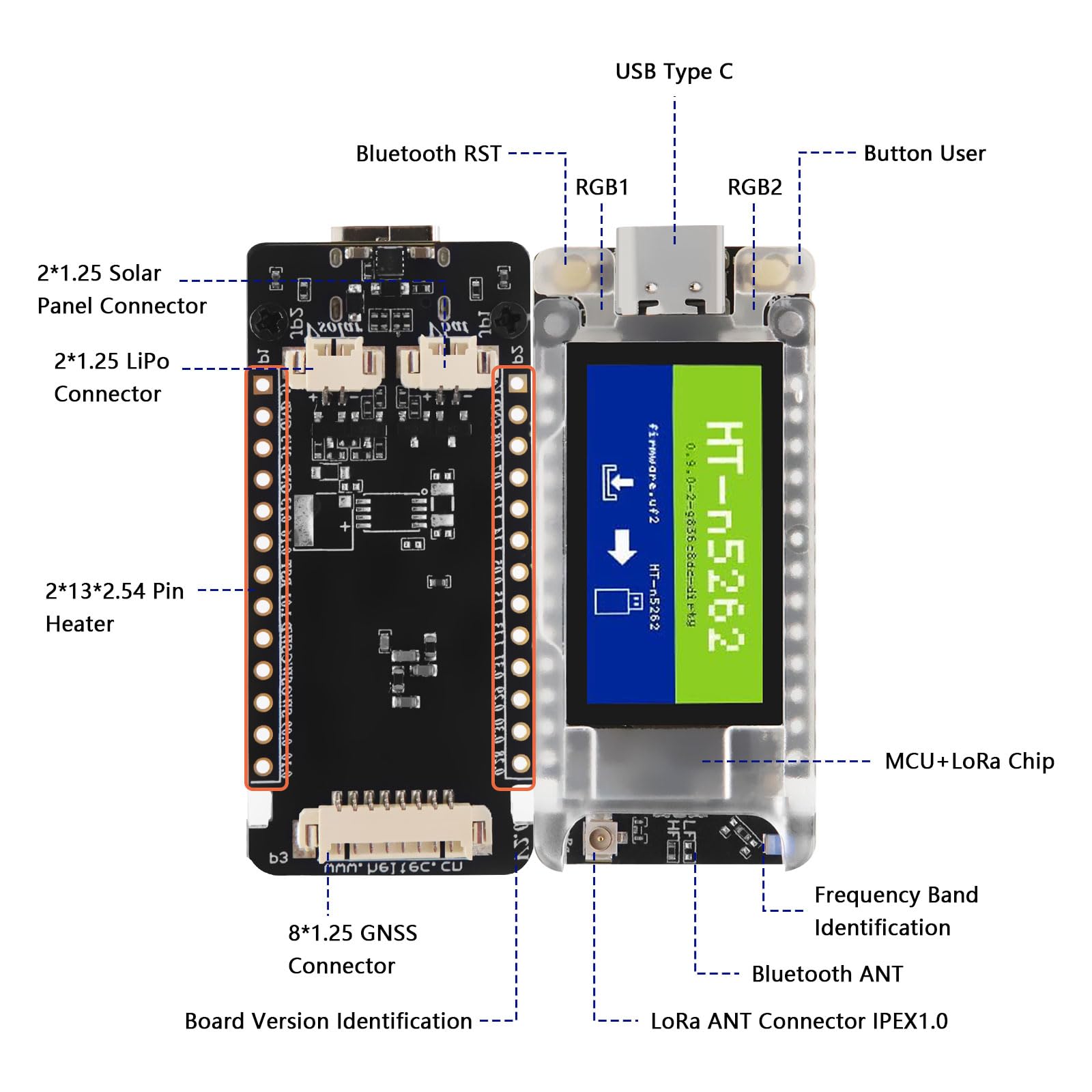 Meshtastic Tracker nRF52840 LoRaWAN LoRa - Scheda di sviluppo, display TFT da 1,14", modulo LoRa da 1262,863-928mhz, Node T114, con BLE/WiFi, compatibile con Arduino (con custodia dello