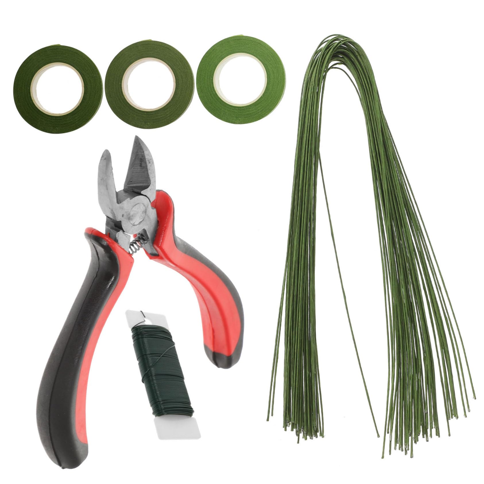 BEBEMOKO 1 Set Bouquet Arrangement Tool Versatile Double Sided Floral Tape Flexible Wire Cutter for DIY Crafts Wedding Bouquets Home Decor Essential Flower Fixing Kit