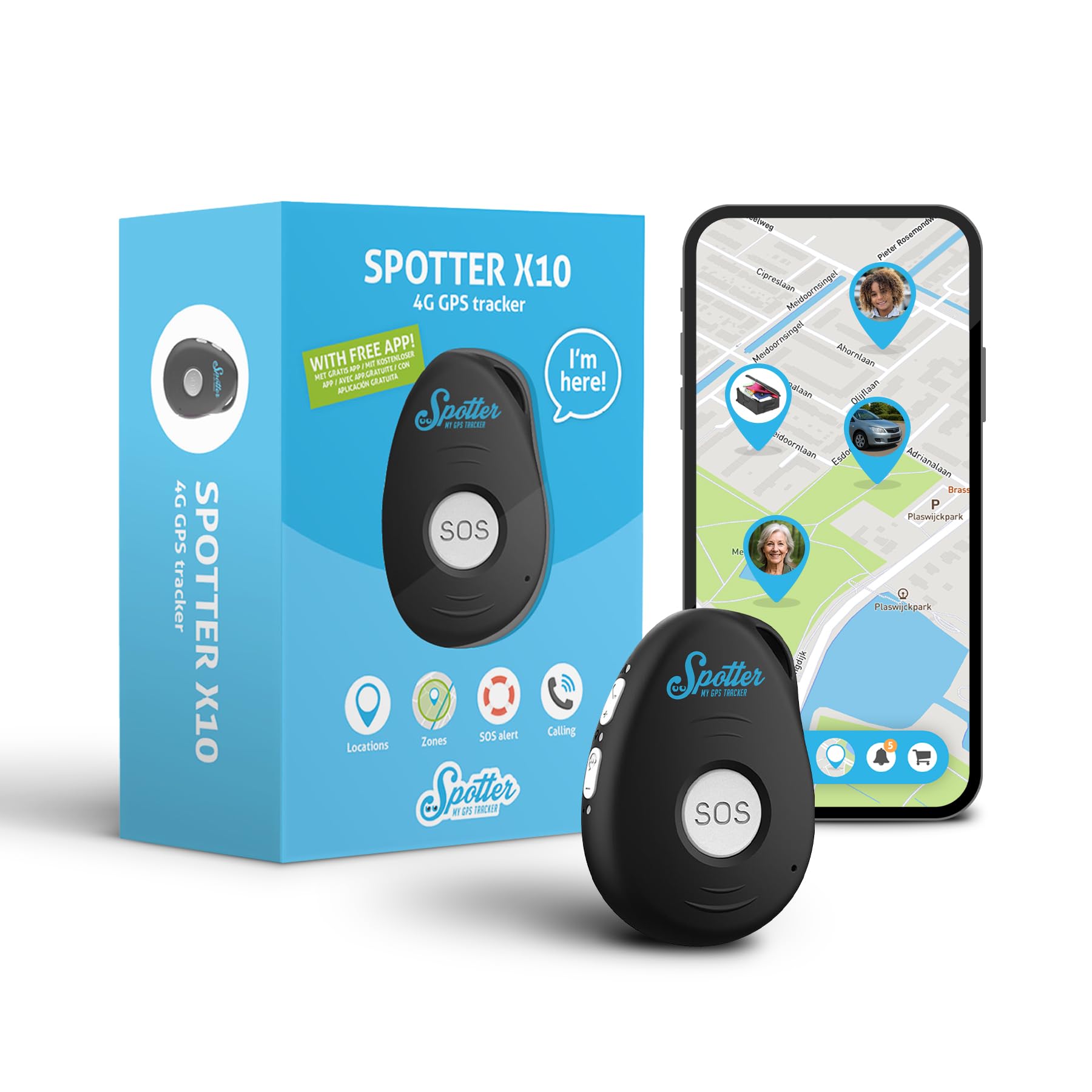Localizador GPS Spotter X10 4G con función SOS, Seguimiento preciso y Llamadas entrantes - Ideal para niños, Ancianos y Objetos de Valor - Periodo de Uso de Pago