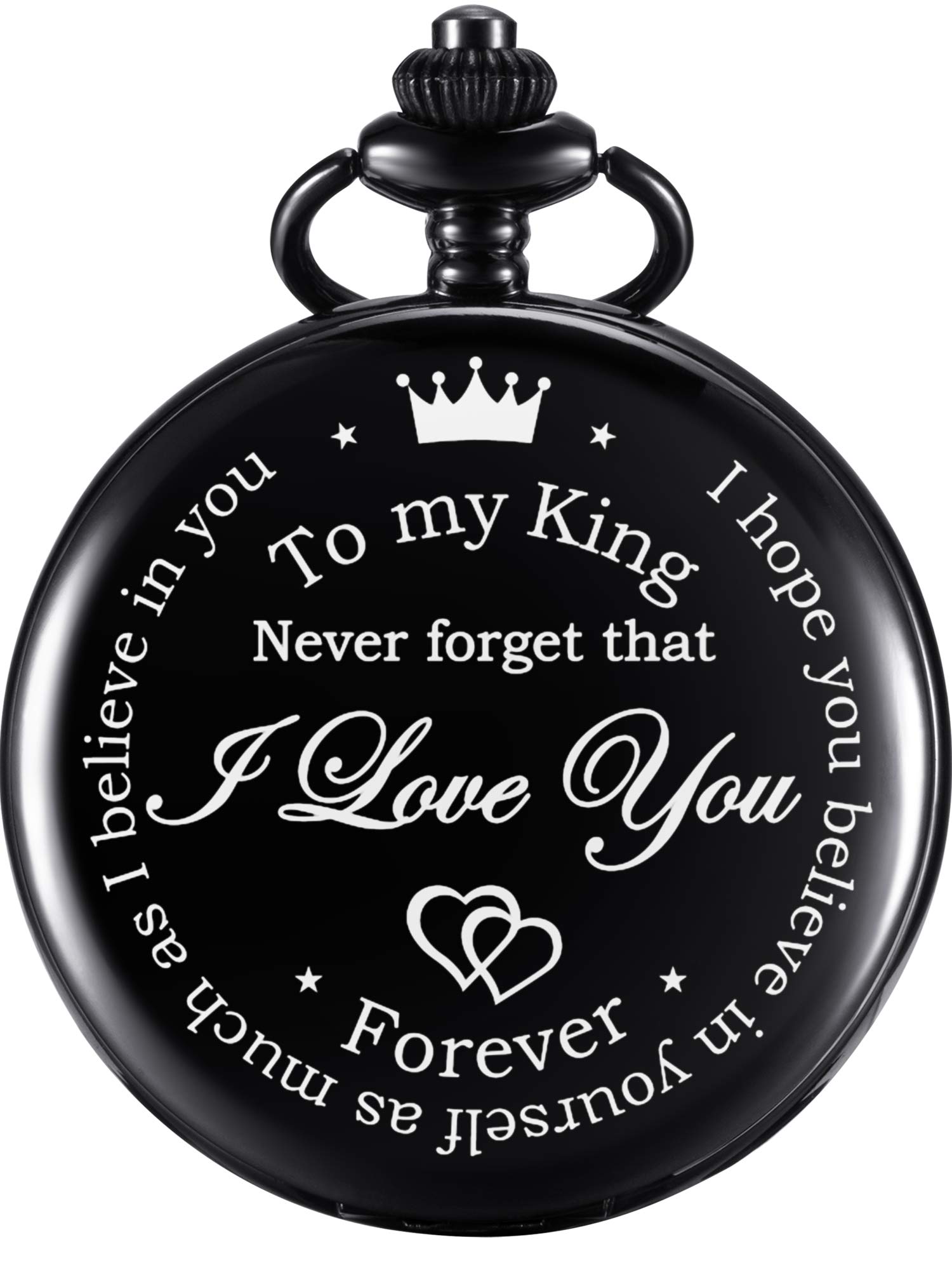 Anniversary Valentines Personalized Gift Engraved Pocket Watch with Chain for Men Husband Boyfriend on Valentines, Christmas, Birthday, Happy Wedding (B082B44D23) Amazon Price History, Amazon Price Tracker