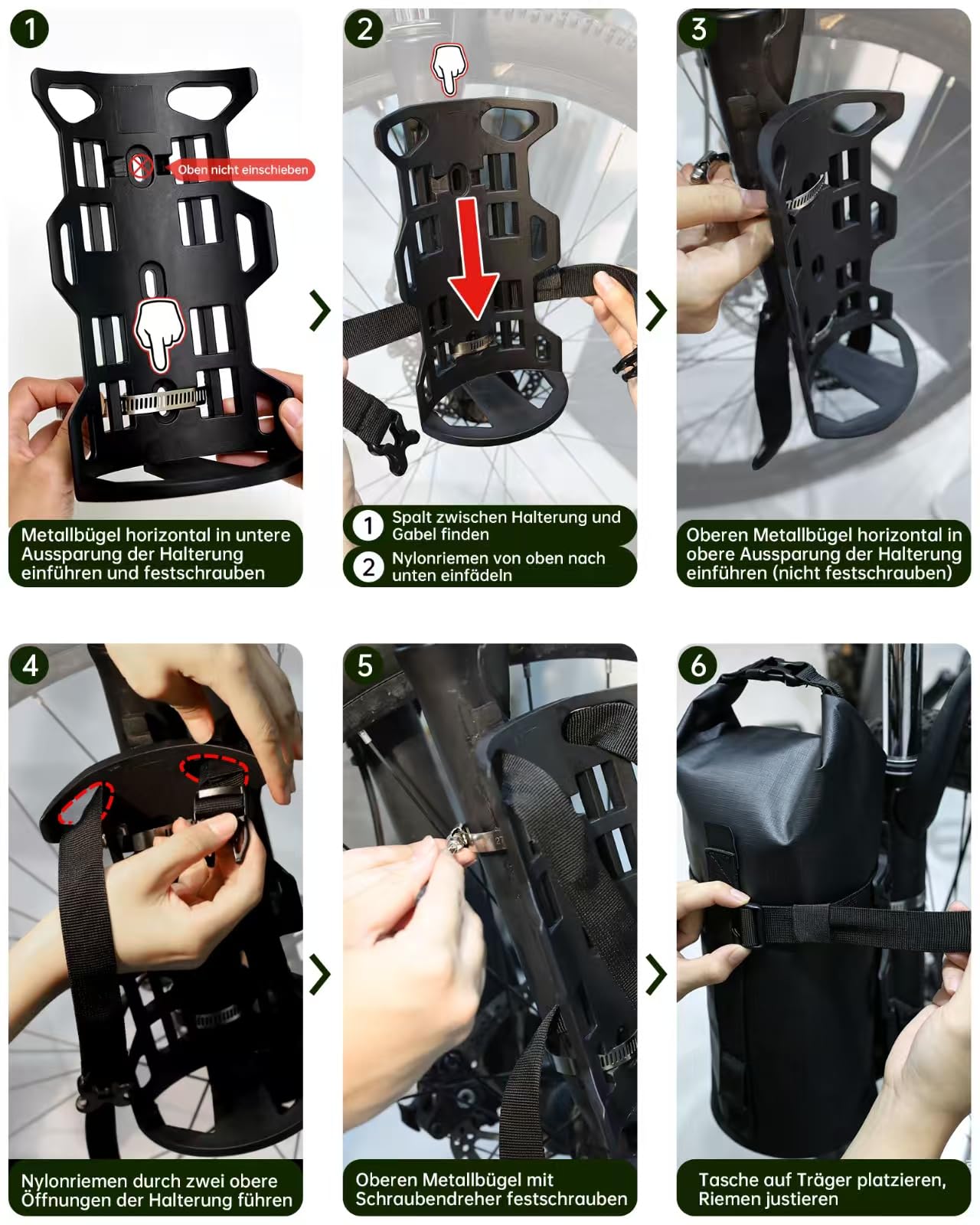 Sacoche Fourche Velo 5l étanche,Sacoche Avant Velo,Rolltop Fixation Facile | Matériau résistant aux déchirures & usure, pour sorties bikepacking et urbaines, protège pluie, boue et éclaboussures