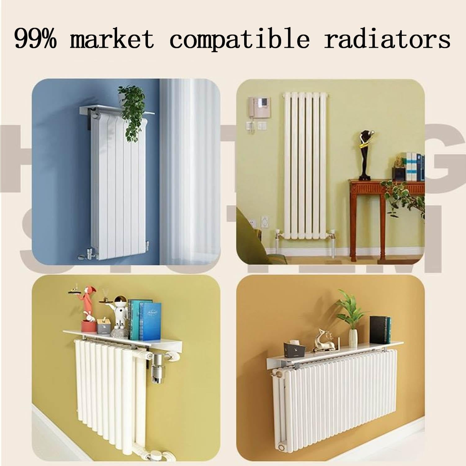 Funda para estante de radiador para el hogar, 60-160 cm, ajustable, a prueba de polvo, antihumo, no requiere taladrar, ideal para dormitorio y sala de estar, color blanco, 100 cm de ancho