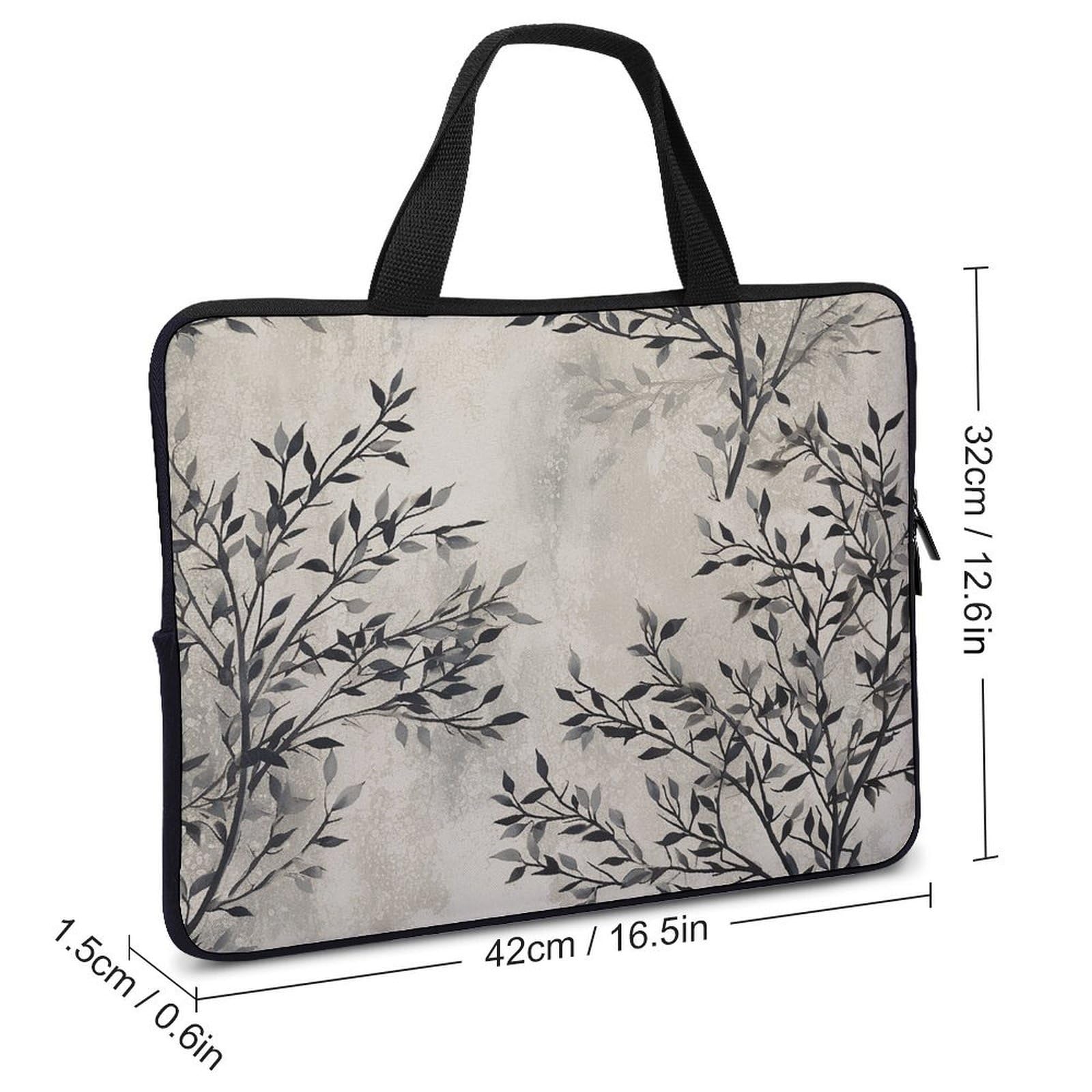 Custodia protettiva per computer portatile da 17", ultra sottile, leggera e impermeabile, in neoprene resistente, con laccetto da polso, motivo foglie bianche e nere