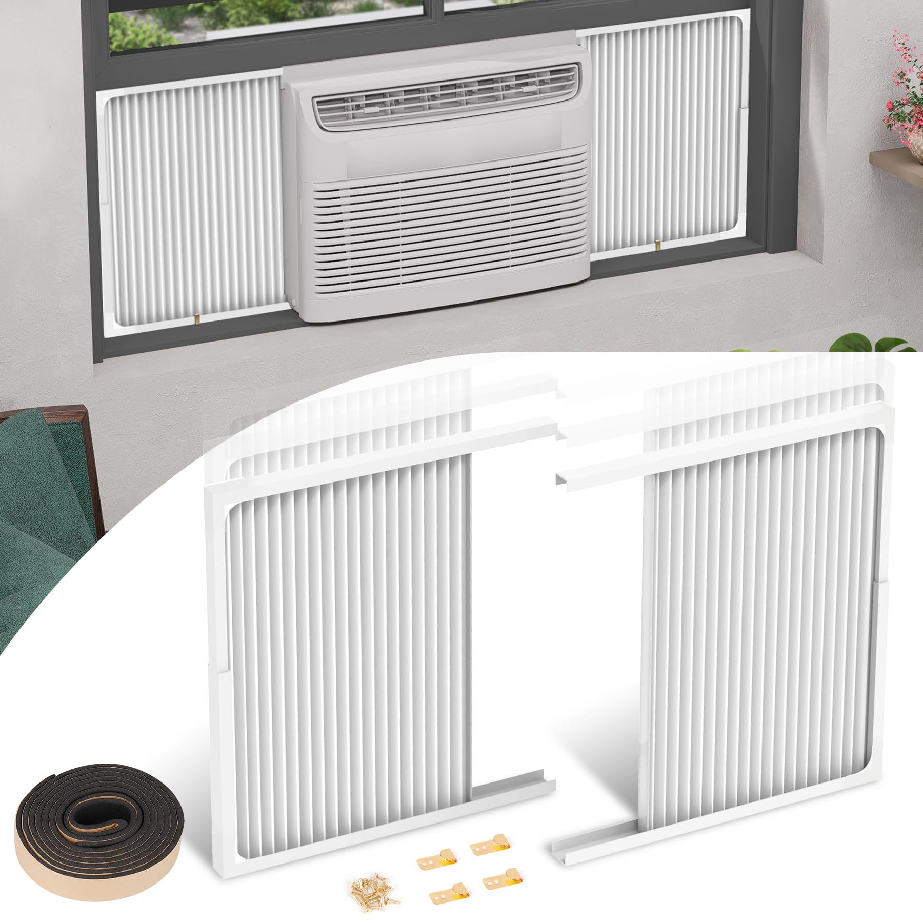 Photo 1 of Pearwow Adjustable Window AC Side Panels with Frame Set - White