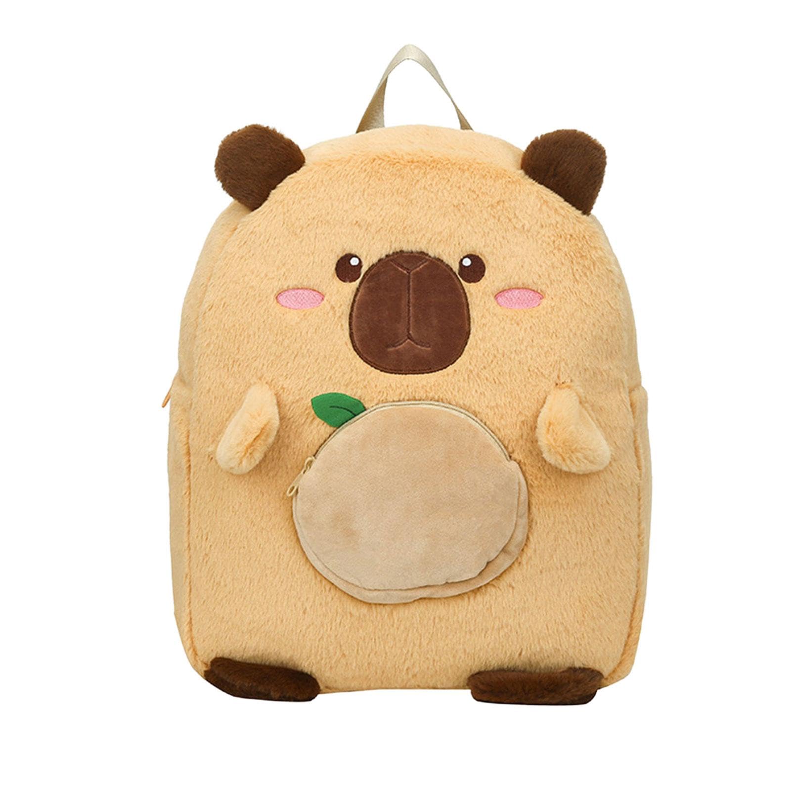 nivaa Plush Capybara Backpack Cute Adjustable Shoulder Strap for Girls Adults Boys Khaki-picture-49