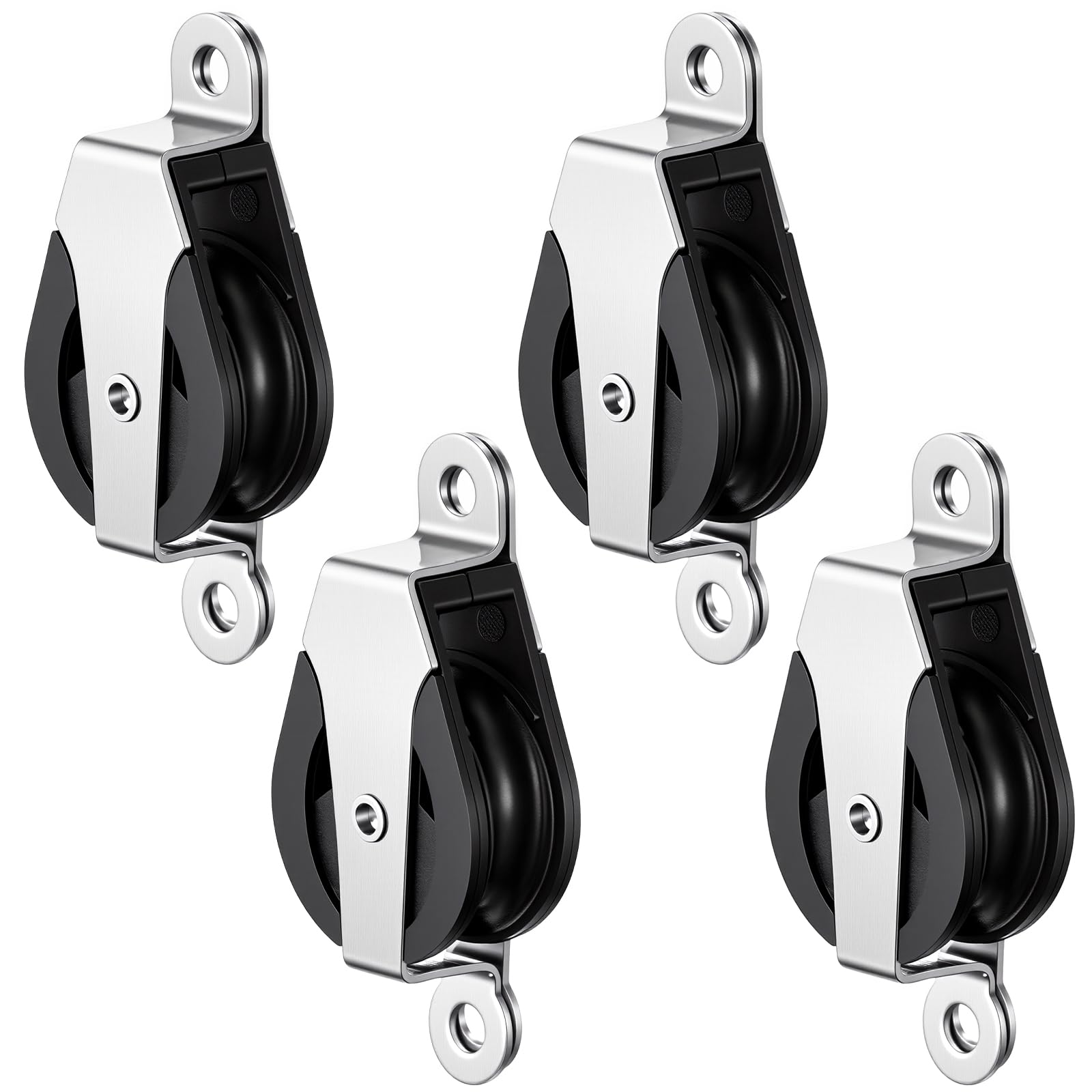 Otoolling 4 Pcs 30mm Sailing Cheek Block Marine 316 Stainless Steel Nylon Block, Universal Single Head Pulley, Rope Pulley, Nylon Sheave, Rope Runner Boat Accessories