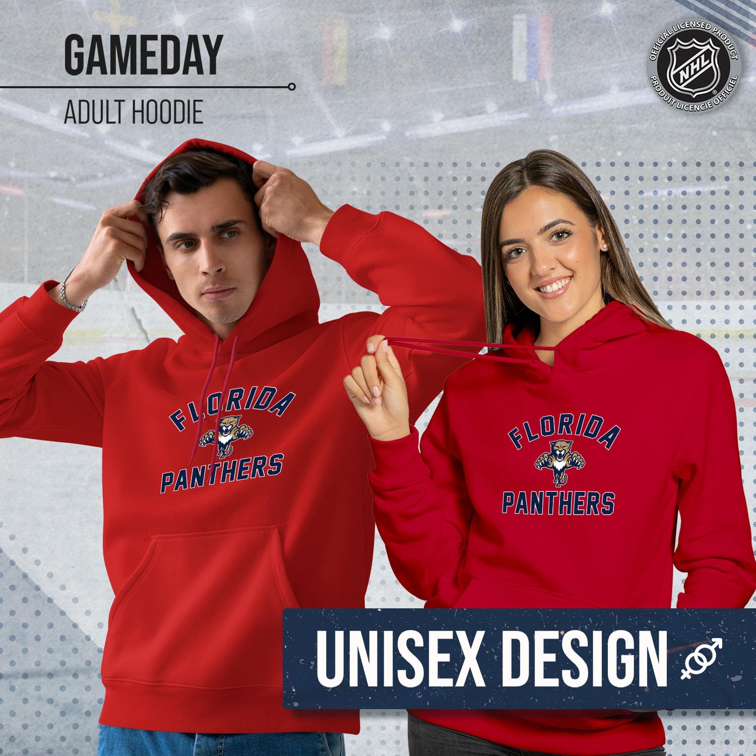 Wright & Ditson Adult NHL Gameday Hooded Sweatshirt - Officially Licensed - Fleece Hockey Pullover - Unisex Hoodie (Florida Panthers - Red, X-Large)