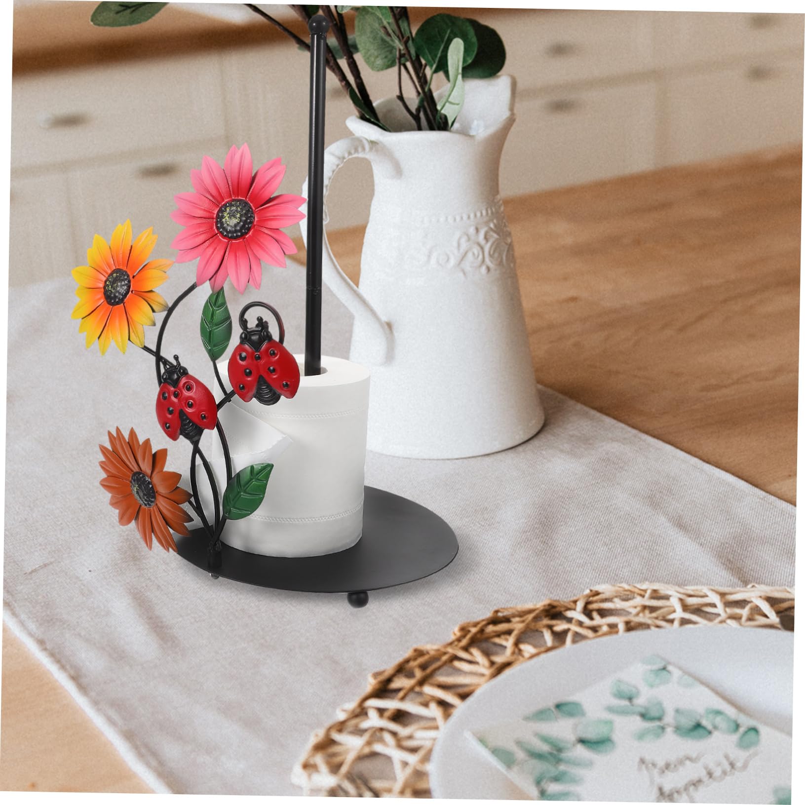 OSALADI Porta Rotolo di Carta Base Stabile a Forma di Girasole in Ferro Facile da Usare e Spostare, per Cucina e Decorazione Domestica
