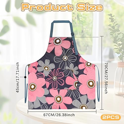 Miniatura 3 de 2 delantales para mujer con bolsillos, delantal de cocina ajustable impermeable, delantal de cocina, para hornear, jardín, manualidades, unisex