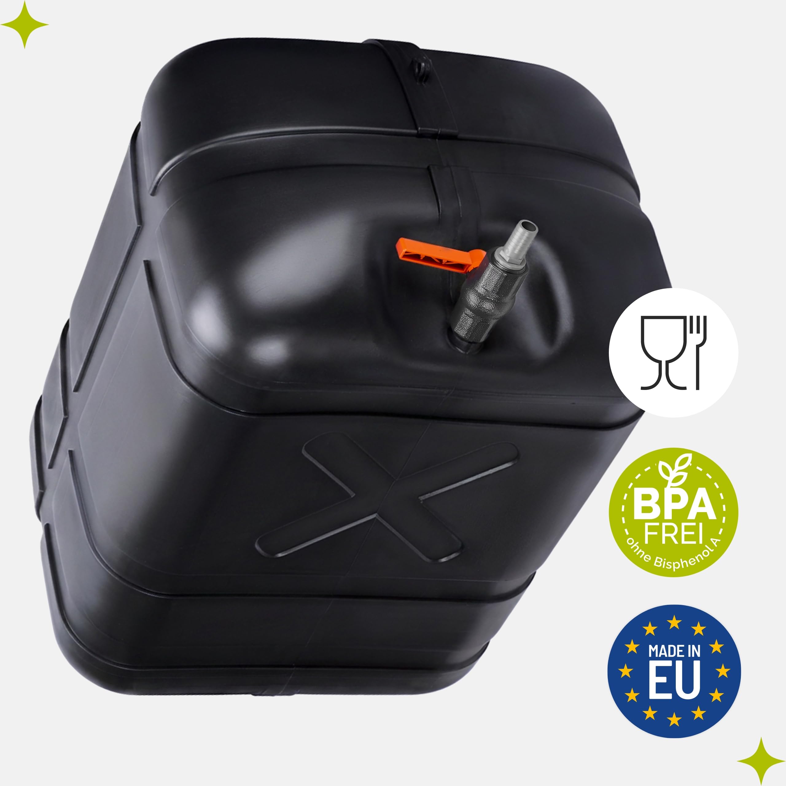 Garronda Wassertank 150 Liter Wasserbehälter mit Deckel Regenwassertank Großbehälter für Haushalt und Gewerbe GD-0098 (Schwarz)