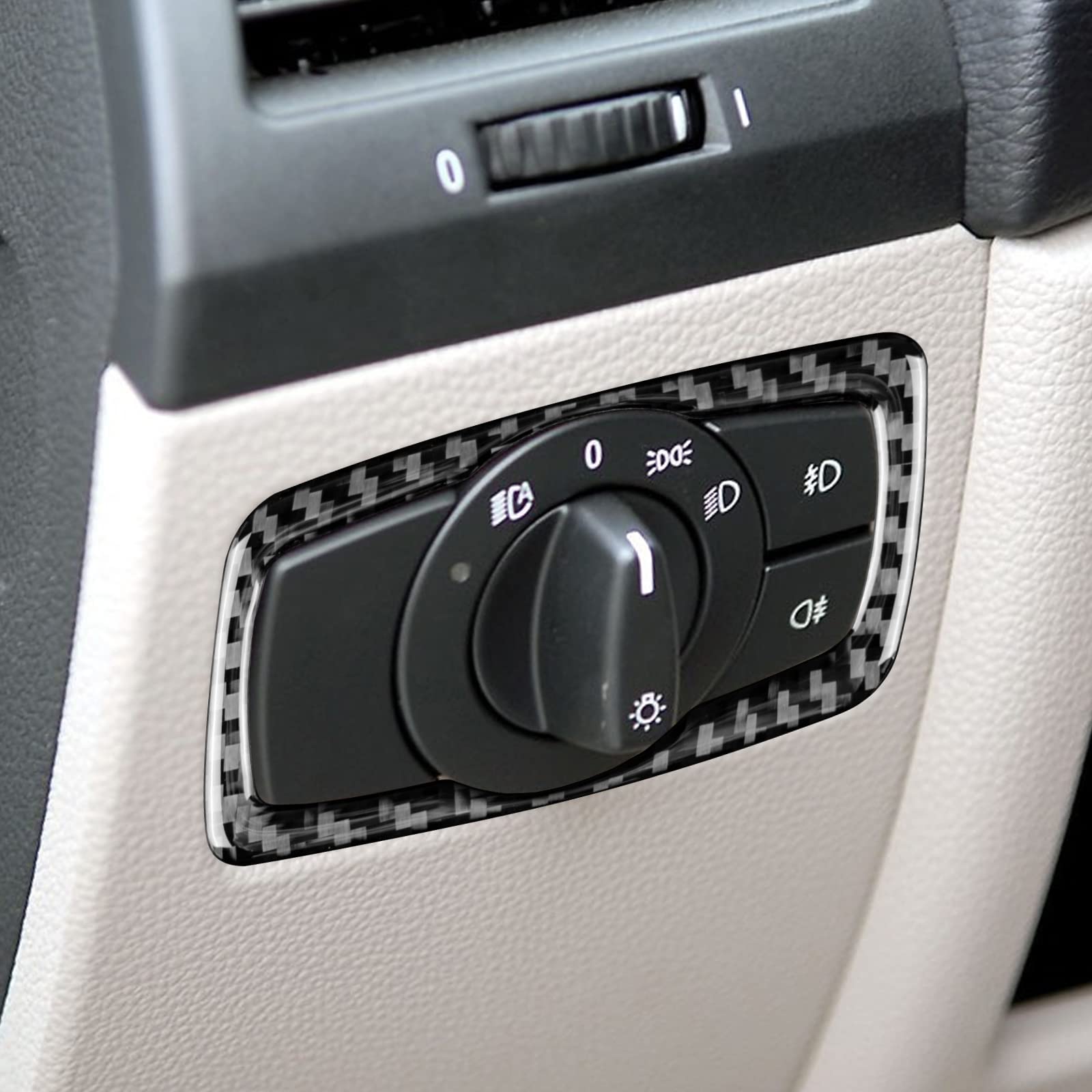 KUNGKIC Revêtement de poignée de porte en fibre de carbone - Compatible avec les accessoires BMW X5 E70 2006-2013 - Noir