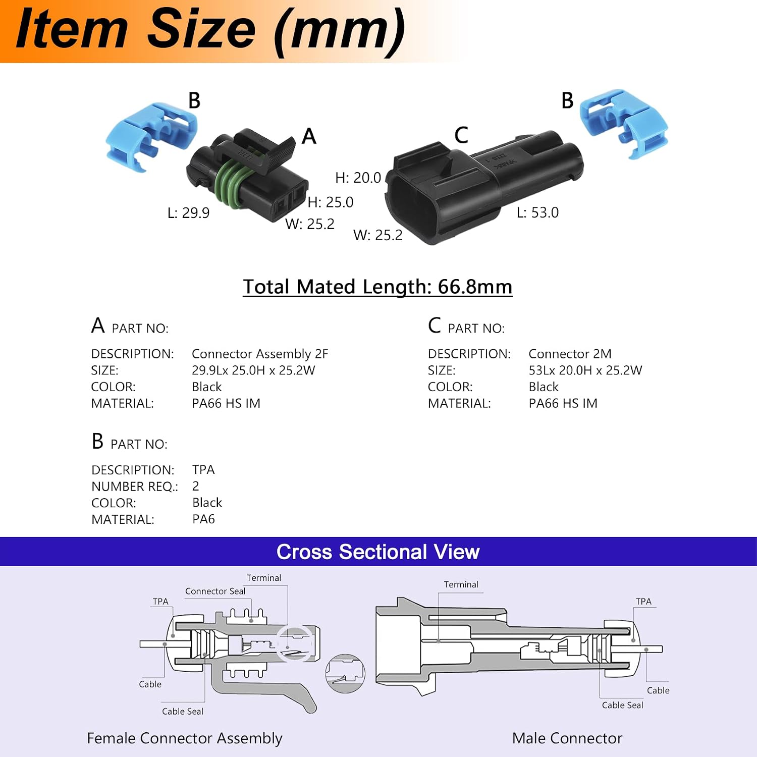 MUYI 14-12 AWG 2 Pin Weather Pack Connectors Kit 2 Wire Waterproof Automotive Electrical Connectors Plug Quick Connect and Disconnect(10 Sets)