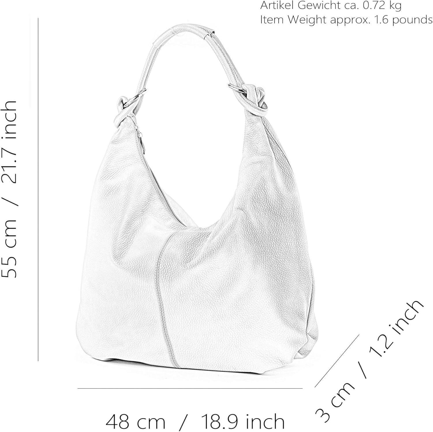 337 - ital shoulder bag hobo shopper leather