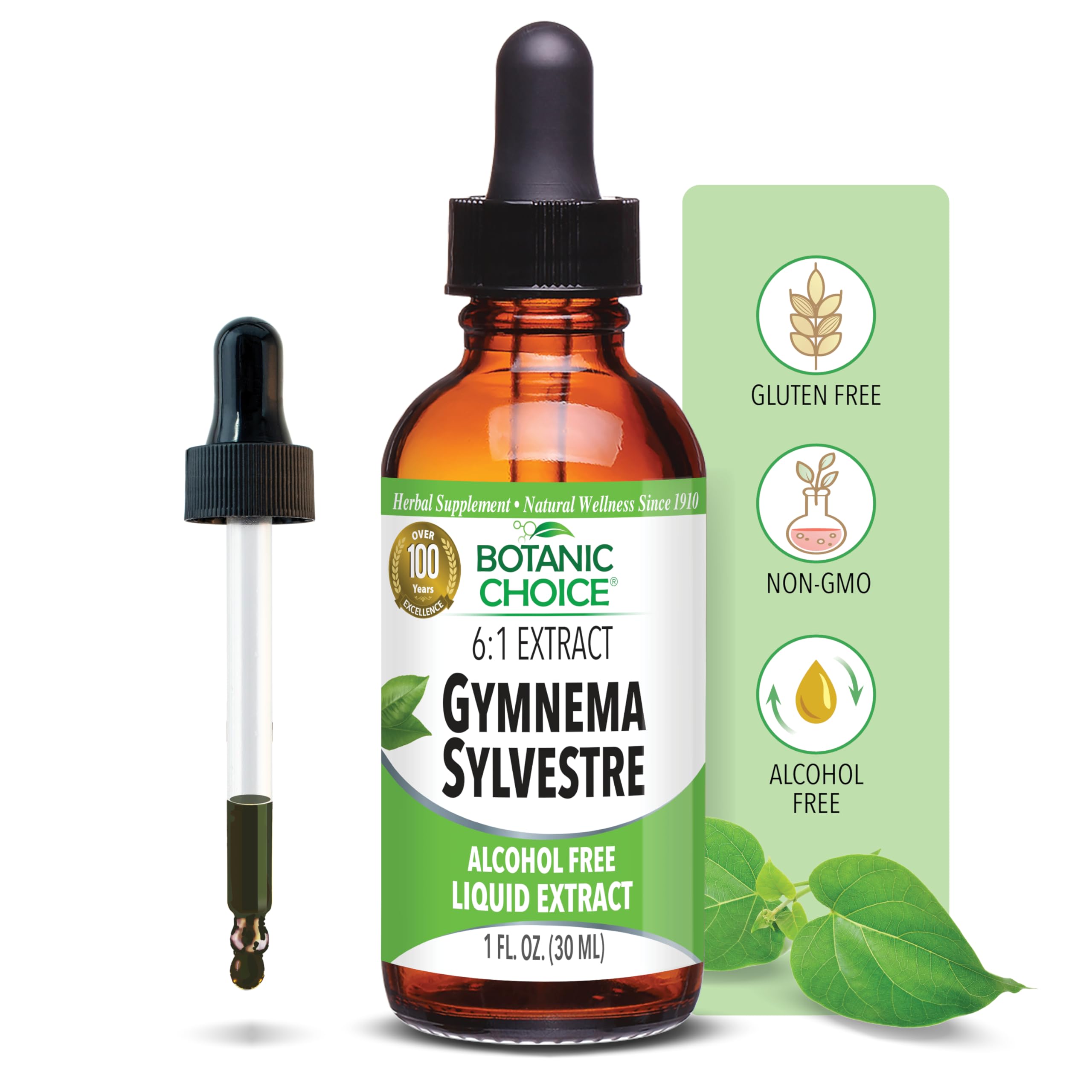 Botanic Choice Gymnema Sylvestre Liquid Extract, Alcohol & Gluten Free, Non-GMO, Dropper, Bottle - 1 Fl Oz 1 Fl Oz (Pack of 1)