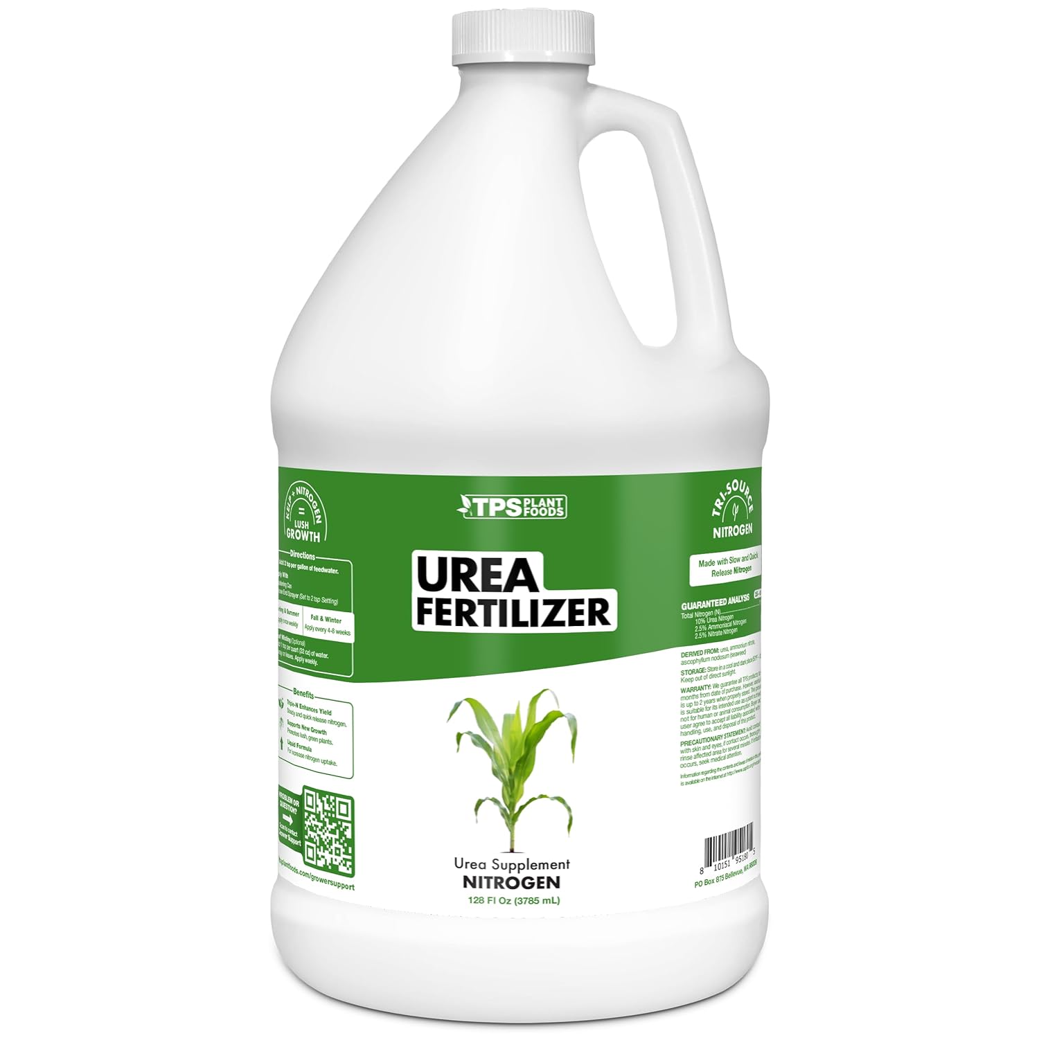 Urea Fertilizer – Rapid Nitrogen Boost, 15-0-0 NPK for Deep Green Growth & Stronger Leaf Development, 1 Gallon