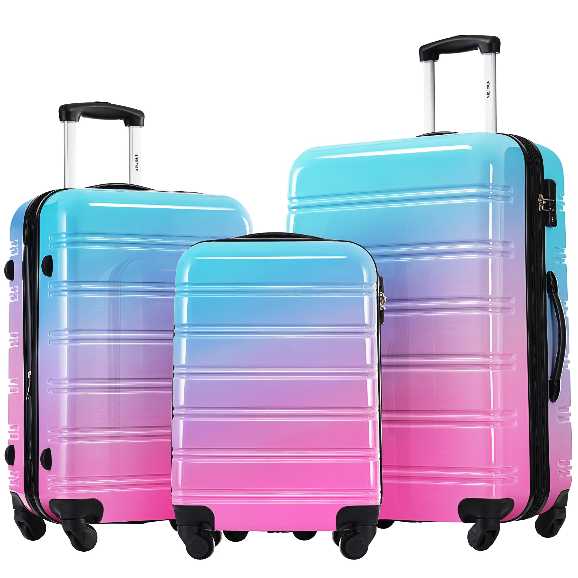 Merax 3 Piece Luggage Sets, Hardside Expandable Luggages Spinner Multicolor Suitcase with TSA Lock Lightweight Rolling Carry on Luggage 20inch 24inch