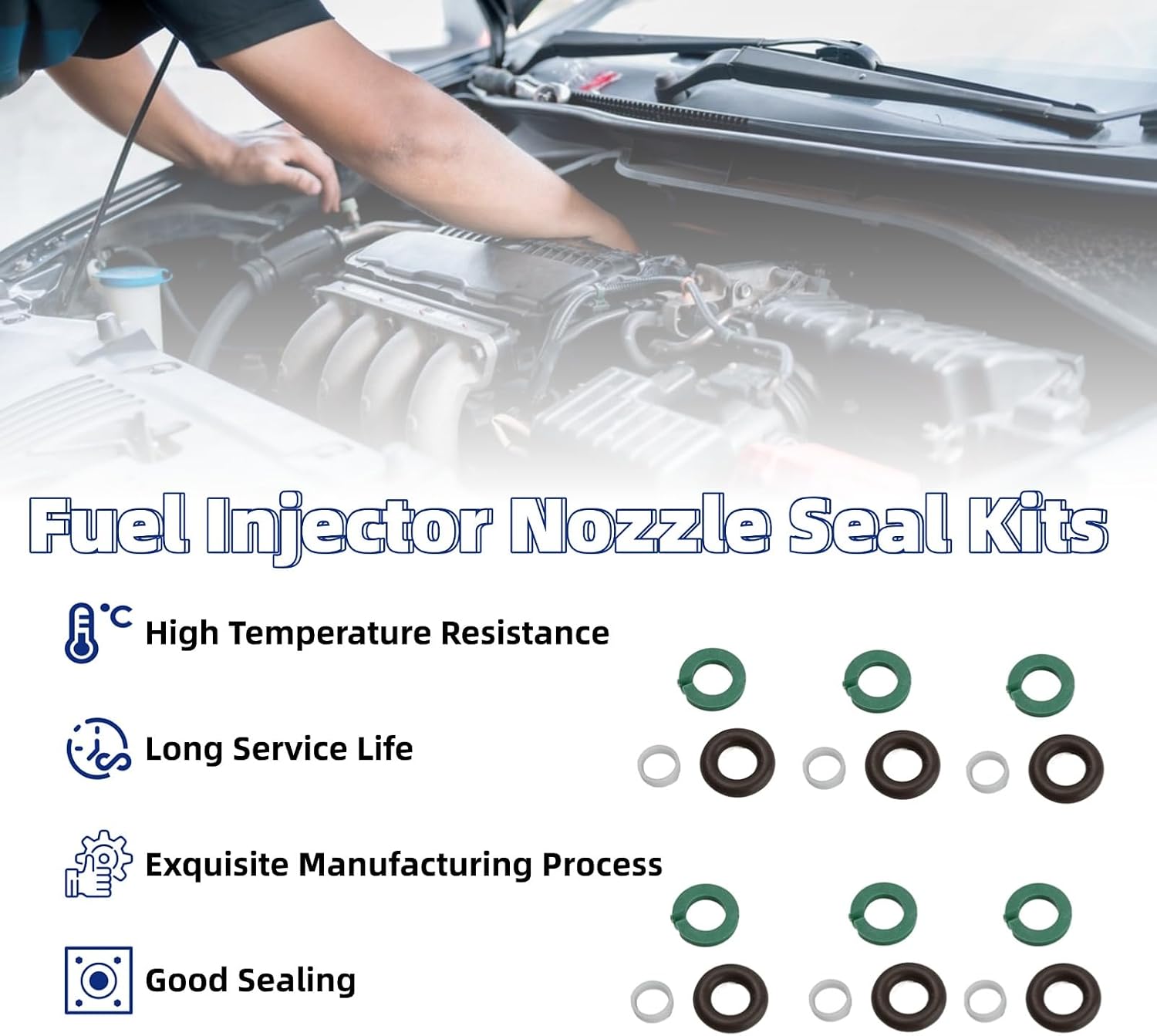 6 Set Fuel Injector Nozzle Seal Kits Fuel Injector O-Rings Compatible with Touareg A4 A5 A6 A7 A8 Q5 Q7 RS3 RSQ3 TTRS 06E998907E 06E998907B