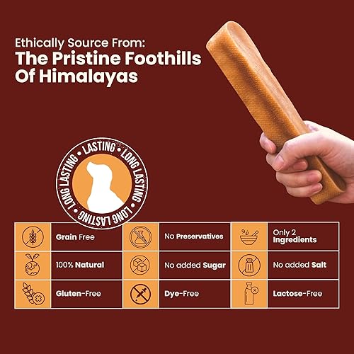 Miniatura 2 de Queso auténtico del Himalaya de yak para perros - Pequeño (Paquete de 10) - Procedencia de las estribaciones prístinas del Himalaya, sin cuero