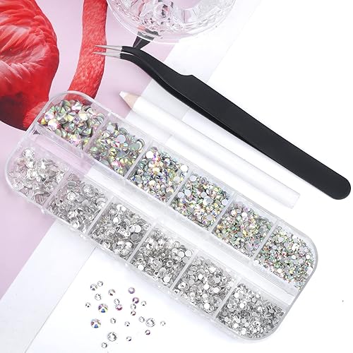 Miniatura 7 de Juego de 3792 diamantes de imitación AB de cristal para manualidades, maquillaje, vasos con bolígrafo de recolección y pinzas (SS6  SS20)