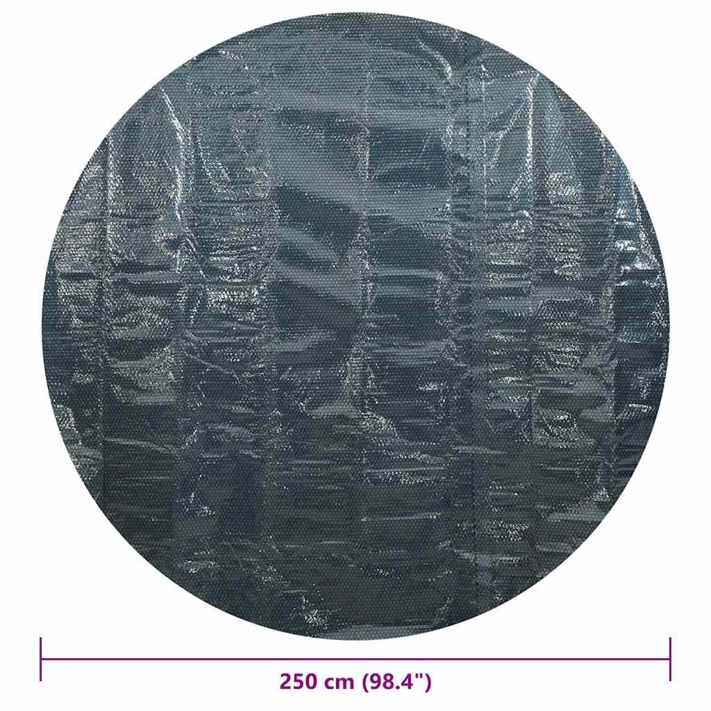 Bâche solaire de piscine en polyéthylène - 250 cm - Noir et bleu - Isolation thermique - Protection contre l'évaporation de l'eau - Protection d'été