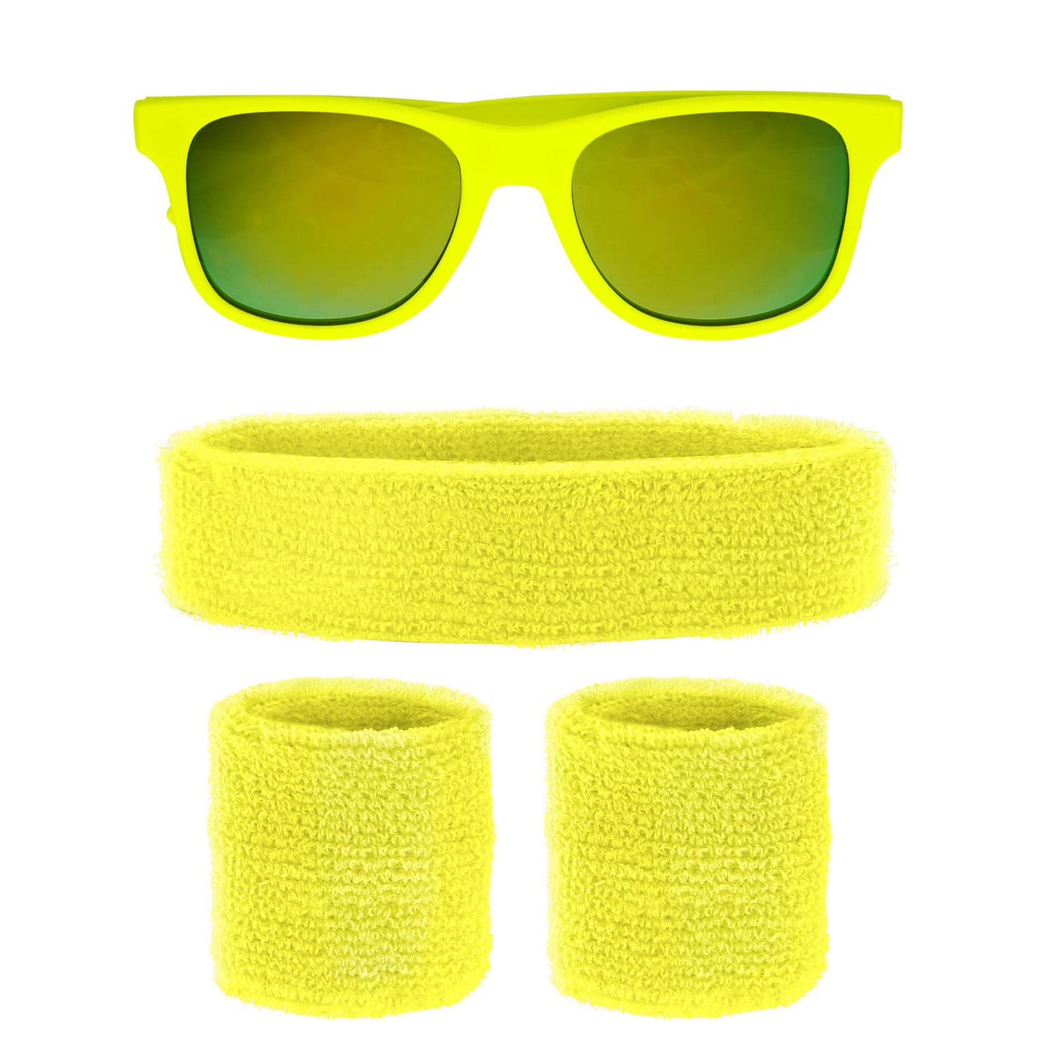 Widmann 10272246DY 10272246dy-80s, Sweatbands & Glasses, Carnival, Fancy Dress Costumes, Tracksuit 80s Accessories, Yellow, One Size
