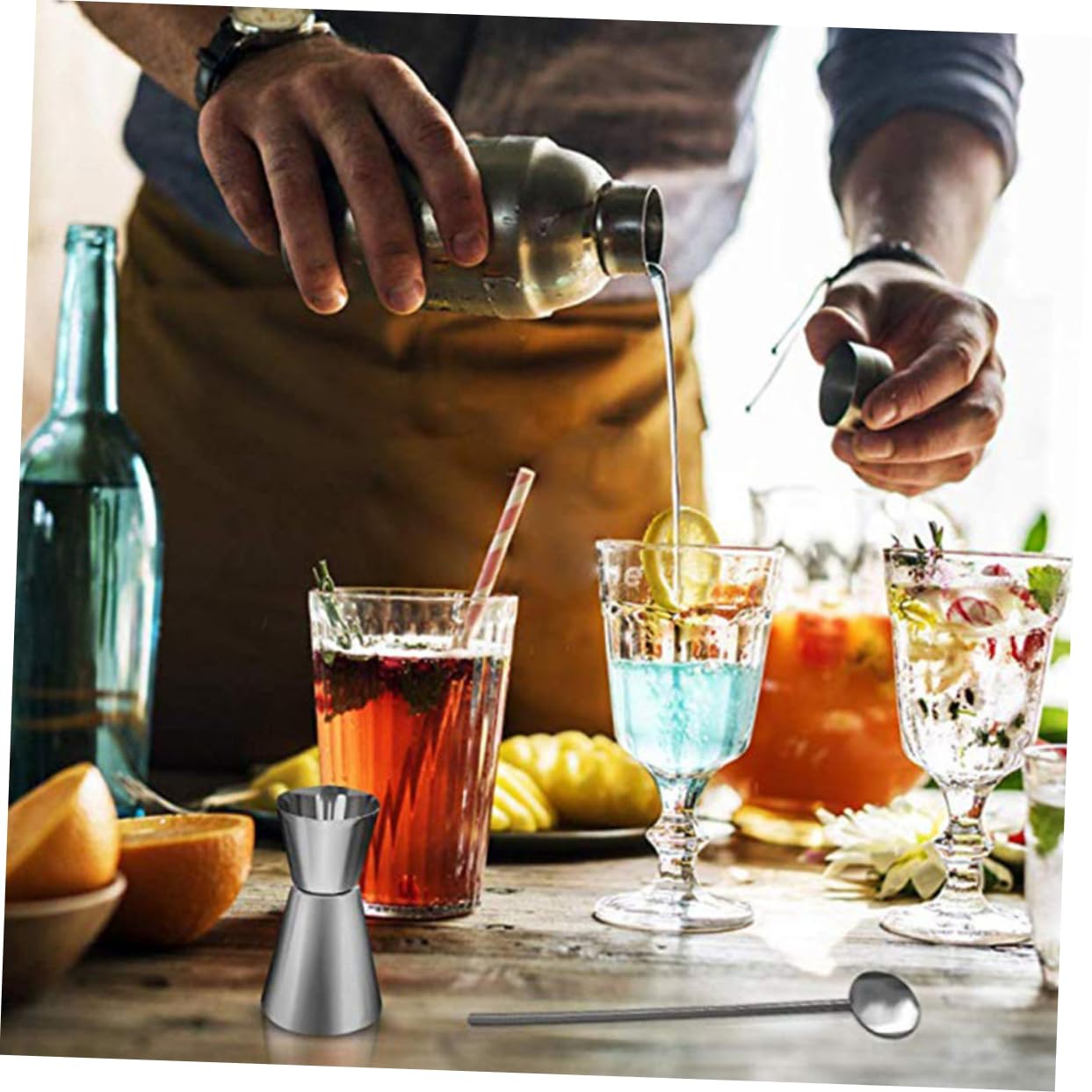 6 Piezas Coctelera Profesional Inoxidable Kit para Bar Casa Mezclador y Colador para Cócteles Martini y Bebidas Variadas