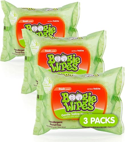 Boogie Wipes Toallitas salinas para la nariz con fresco aroma original, juego de 3 (90 toallitas en total)
